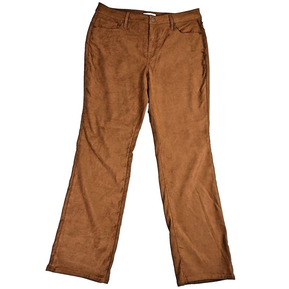 Coldwater Creek Faux Suede High Rise Straight Leg Pants Sz 14Boho